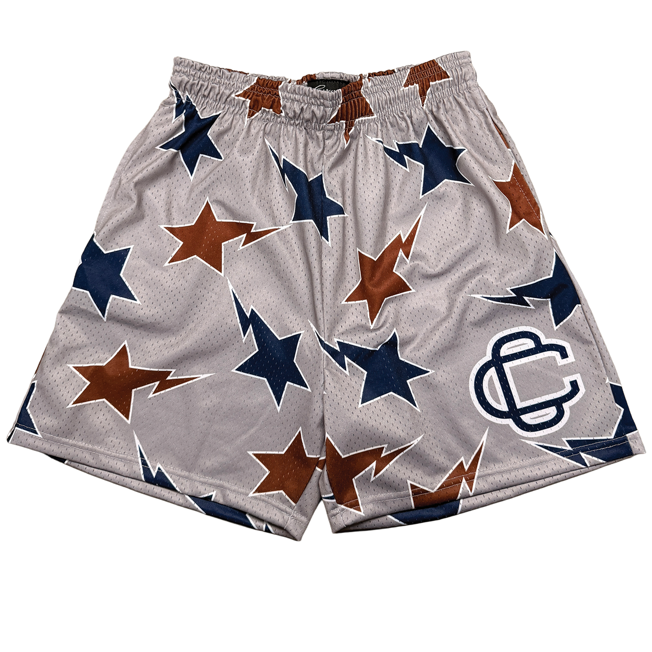 Corrupted Creative ‘Grey Bapesta Monogram’ Satin Mesh Shorts