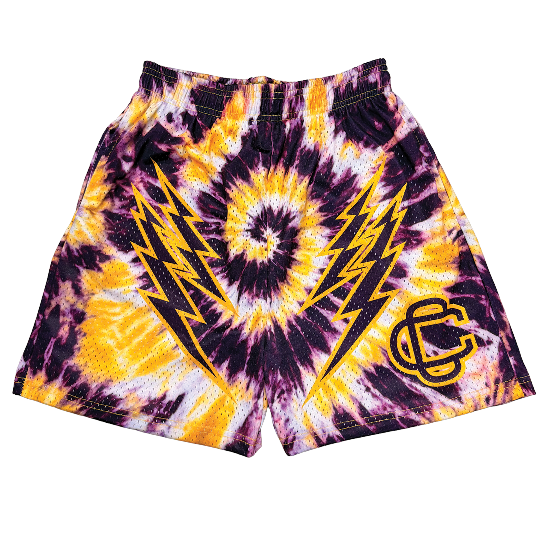 Corrupted Creative ‘Los Angeles Lakers’ Tie Dye Satin Mesh Shorts