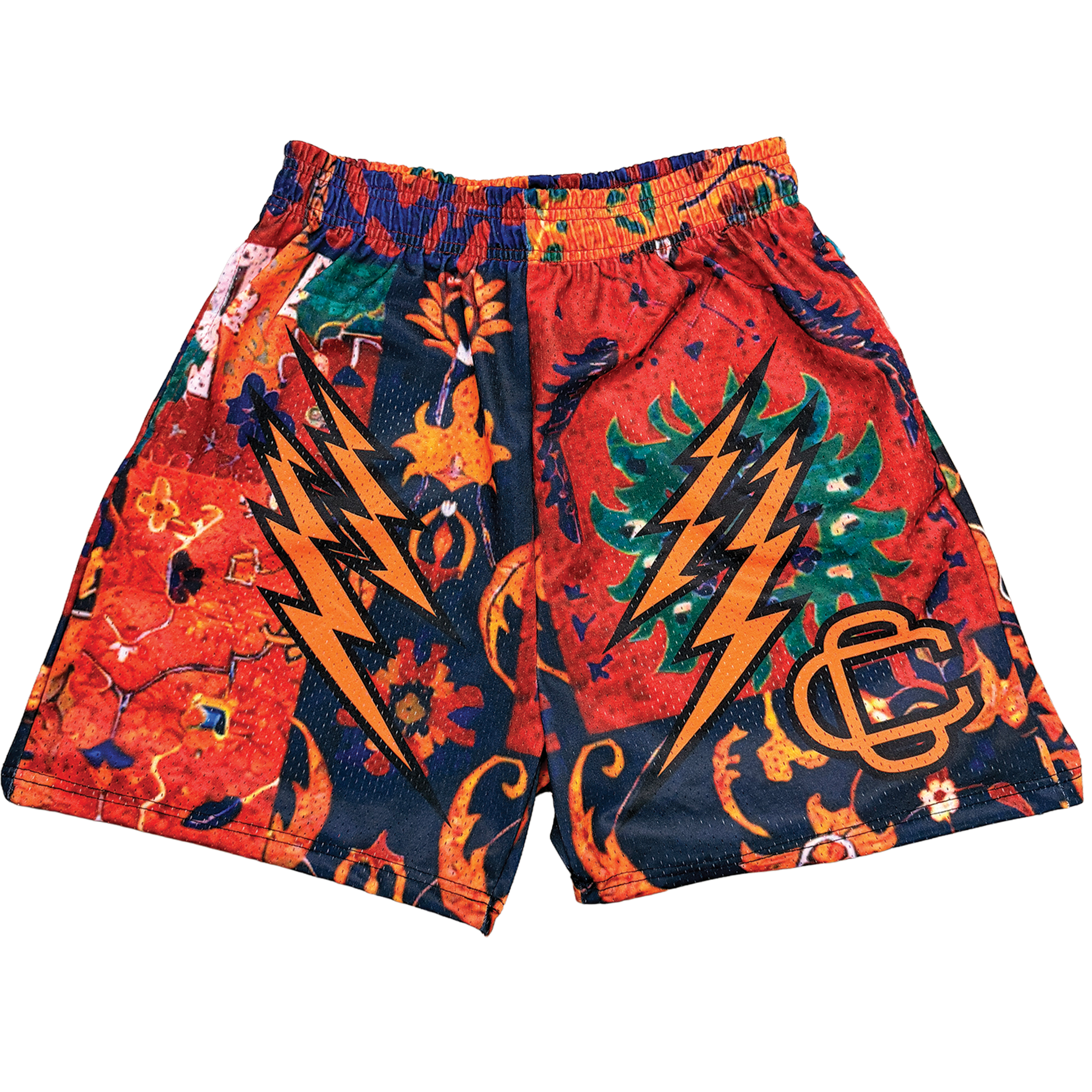 Corrupted Creative ‘Tribal Tapestry’ Satin Mesh Shorts