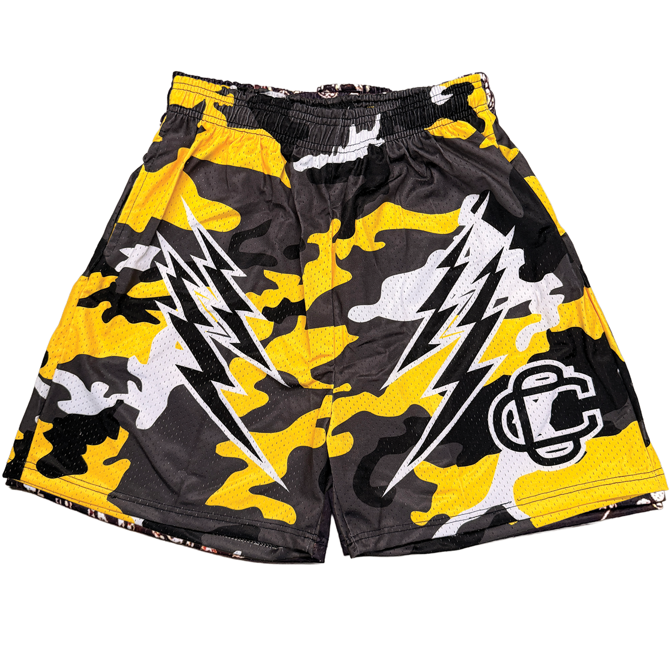 Corrupted Creative ‘Voltage Thunder Camo’ Satin Mesh Shorts